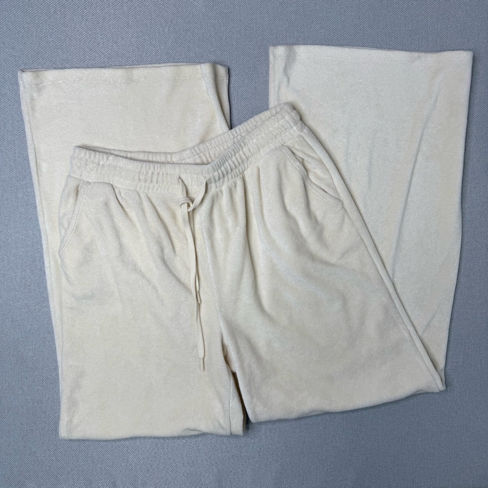 Beyond Yoga Tropez Terrycloth Pull-On Wide Leg Pant Cream Size Large - Picture 7 of 10